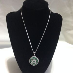 REAL 12CT GREEN EMERALD AND WHITE CZ 925 PENDANT